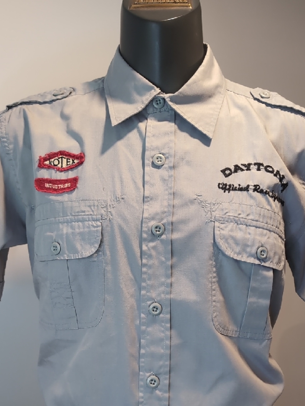 Royalty For Him Embroidered Gray Mechanics Work  Shop Shirt  Short Sleeves XL